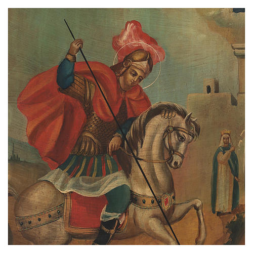 Ícone antigo São Jorge pintado restaurado 40x30 cm Rússia 2