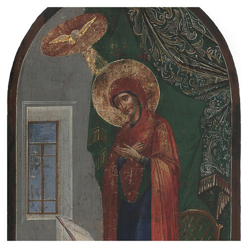 Ícone russo antigo Anunciação XIX século fundo dourado 49,5x25,5x1,5 cm 2