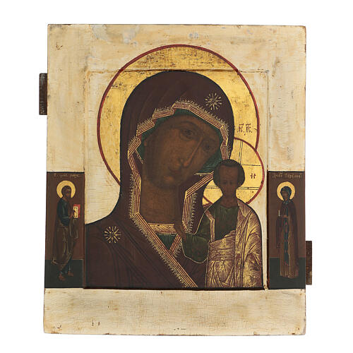 Russische Ikone Gottesmutter von Kazan 19. Jahrhundert, 32x26 cm 1