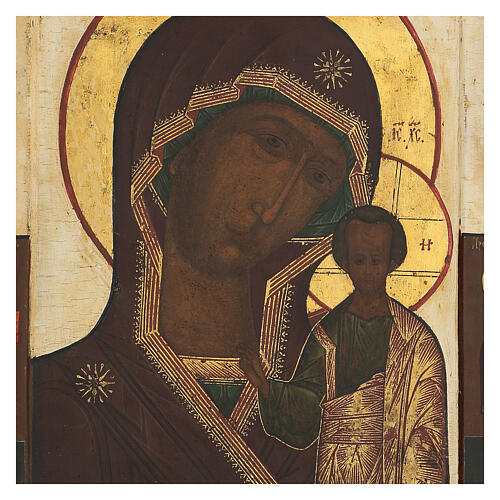 Mother of God of Kazan antique Russian icon of the XIX century, 32x26 cm 2