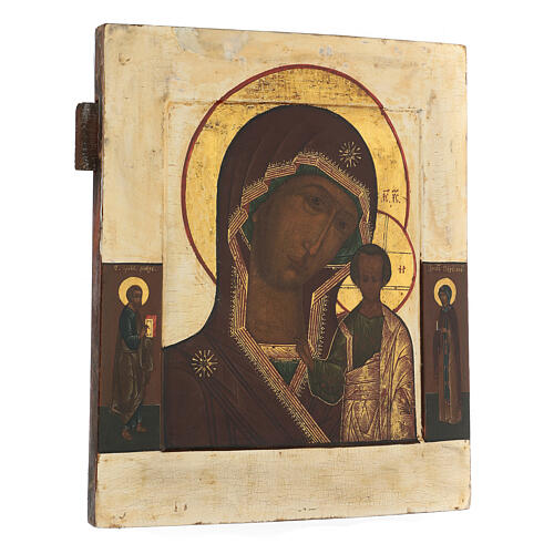 Icono antiguo ruso Madre de Dios de Kazan siglo XIX 32x26 cm 3