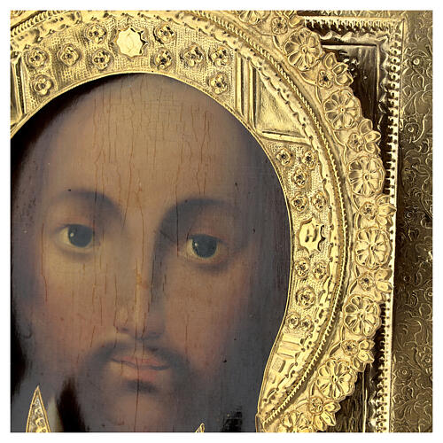 Antique Russian icon Acheiropoieta Holy Face 1872 with riza 84 zolot 32x28 cm 3