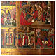 Icona Russa Antica 12 Feste e Resurrezione metà XIX sec 52x45 cm s5