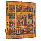 Ícone Antigo Russo Doze Festas e Ressurreição metade do século XIX, 52,5x44 cm s3