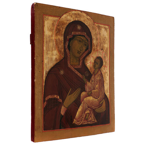 Ícone russo antigo Nossa Senhora de Tikhvin XVIII-XIX século 46,5x37x3 cm 3