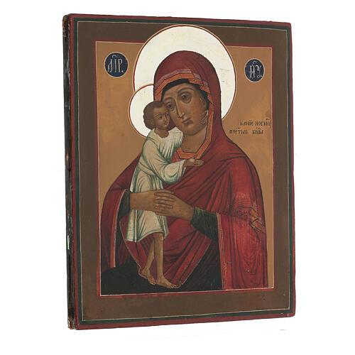 Icona antica russa Colei che ricerca i perduti XIX secolo 30x24 cm 3