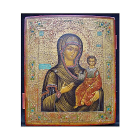 Icone Russe antiche: Icona Russia Antica Madre Dio Smolensk metà XIX sec 30x25 cm
