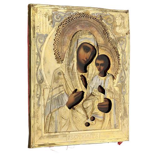 Ancient Ukranian gilded icon of Our Lady of Iverskaja, late 19th century, 27x22 cm 5
