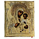 Icône ancienne Ukraine Mère de Dieu de Iver riza fin XIX siècle 27x22 cm s1