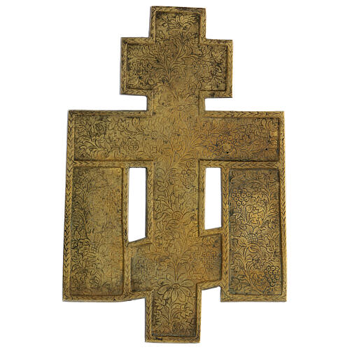 Icona crocifissione antica russa bronzo con smalti 15x10 cm 4