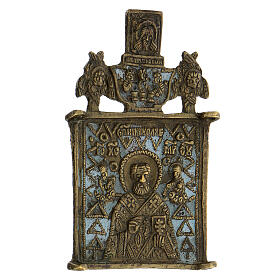 Russische Ikone Bronze San Nicola 19. Jahrhundert, 10x5 cm