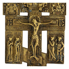 Russische Ikone orthodoxes Kreuz 19. Jahrhundert, 20x10 cm