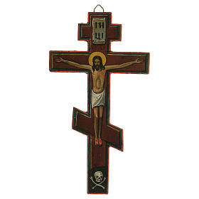 Crucifixo bizantino de madeira Rússia século XVIII, 26,6x14,8 cm