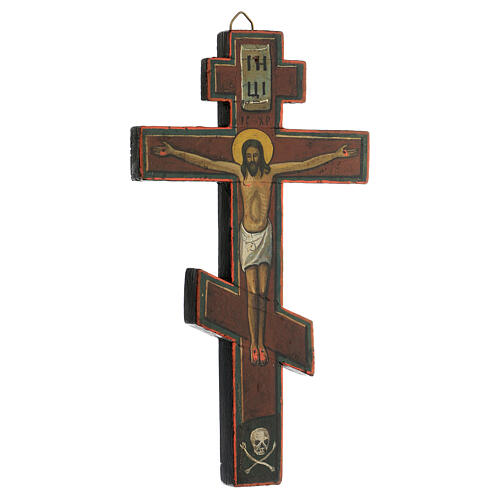 Crucifixo bizantino de madeira Rússia século XVIII, 26,6x14,8 cm 3