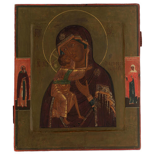 Antique Russian icon, Mother of God of Feodorov, 18th century 30x20 cm 1