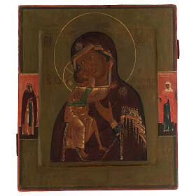 Ícone russo antigo Nossa Senhora de Fedorov século XVIII, 31,5x27,2 cm
