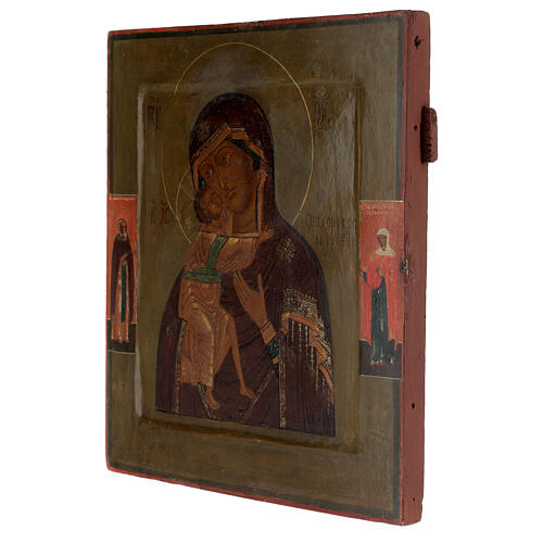 Ícone russo antigo Nossa Senhora de Fedorov século XVIII, 31,5x27,2 cm 3
