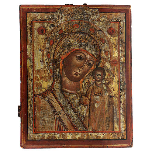 Russische Ikone Gottesmutter von Kazan 1700, 40x30 cm 1