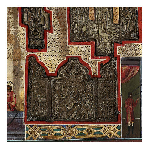 Staurotheke, ancient Russian icon, wood and metal, 19th century, 40x30 cm 3