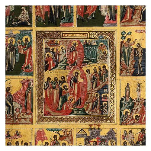 The Twelve Great Feasts, antique Russian icon, 40x30 cm 2