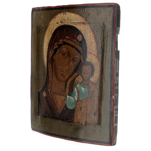 Icon Antique Madonna of Kazan XIX century Russia 30x20 cm 3