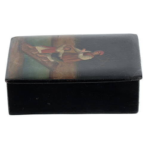 Antique Russian lacquer box, River crossing, 5x10x15 cm 2