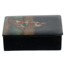 Antique Russian lacquer box, Crossing the River 5x10x15 cm