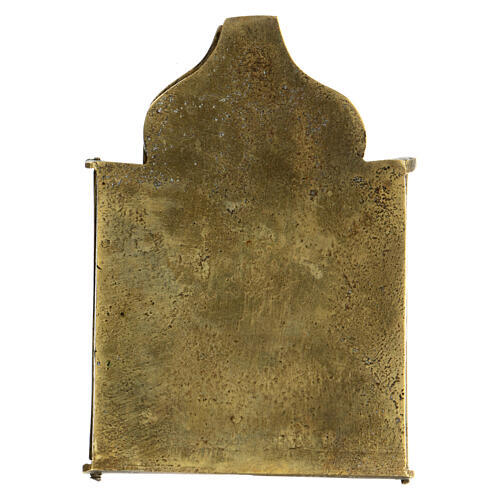 Trittico da viaggio San Nicola Mosca bronzo XIX sec 10x15 cm 4