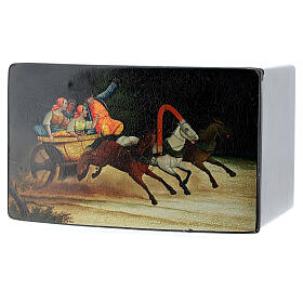 Antique Russian lacquer box troika scene 10x15x10 cm