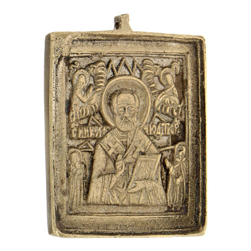 Travel icon Saint Nicholas bronze mid 19th century 5x10 cm 2
