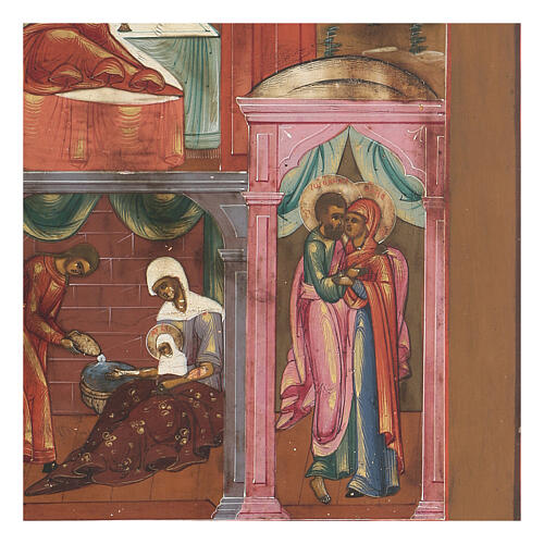 Ícone russo antigo Natividade de Nossa Senhora, início do século XIX, Rússia, 38x33,5 cm 4