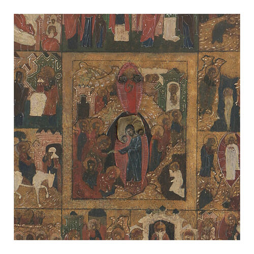 Antique icon, The Twelve Feasts with basma, Russia, beginning of 19th century 2