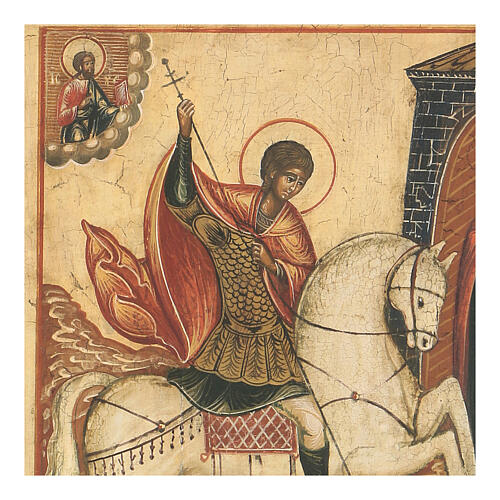 Ícone antigo São Jorge matando o Dragão, Rússia, século XVIII, 26,5x22 cm 2