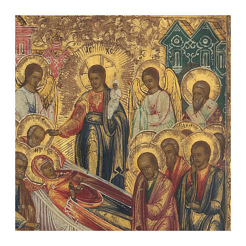 Antique Russian icon, Dormition of the Virgin Mary, mid-19th century 3