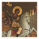 Ícone antigo São Jorge sobre cavalo branco matando o Dragão, Rússia, século XIX, 36x31 cm s2