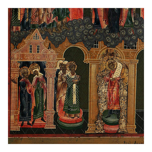 Ícone russo antigo Proteção da Nossa Senhora Pokrov, XIX século 44,5x38,5 cm 3