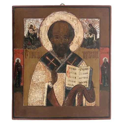 Icona russa San Nicola di Bari antica XVIII sec 1