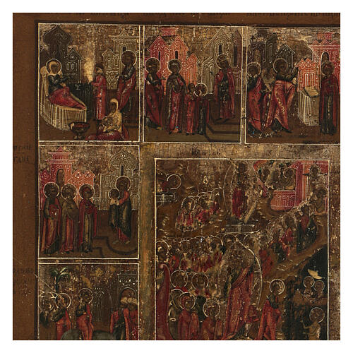 Icona antica Dodici Grandi Feste Russia XVIII-XIX sec 3