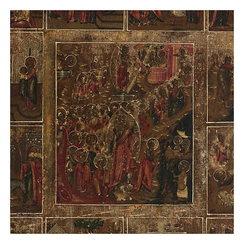 Ícone antigo Doze Grandes Festas Rússia, século XVIII-XIX, 40x35 cm 2