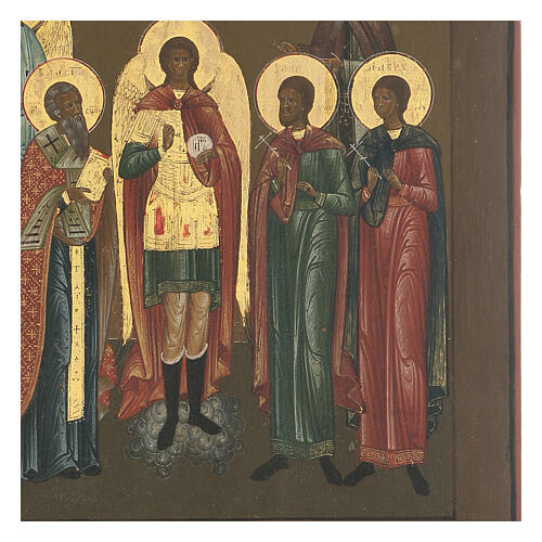 Icona antica San Michele con Santi Floro e Lauro XIX sec Russia 4