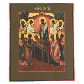 Dormition of the Mother of God, antique Russian icon, 19th century