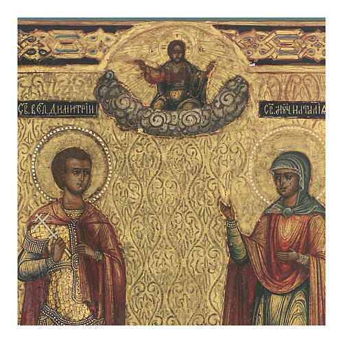 Ícone antigo São Demétrio e Santa Natália, Rússia, século XIX, 30x25 cm 2