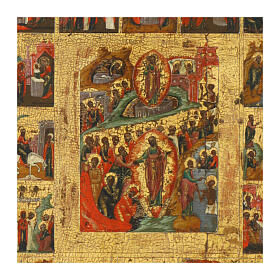 Antique Russian icon of the 16 Great Feasts, 18th-19th century