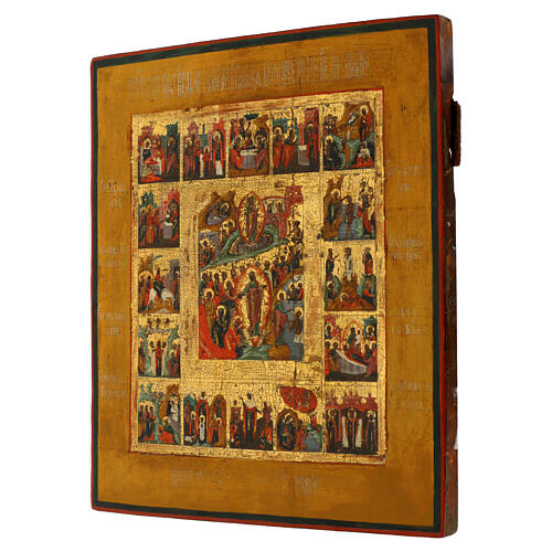 Icona antica russa 16 Grandi Feste XVIII-XIX sec 3