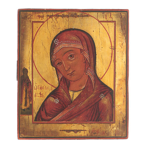 Icona antica Madonna del Fuoco Russia XIX sec 1
