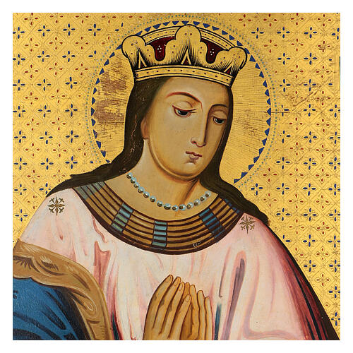 Alte ukrainische Ikone „Madonna mit dem Apfel“ – 71 × 57 cm, handgemalt, Blattgold 3