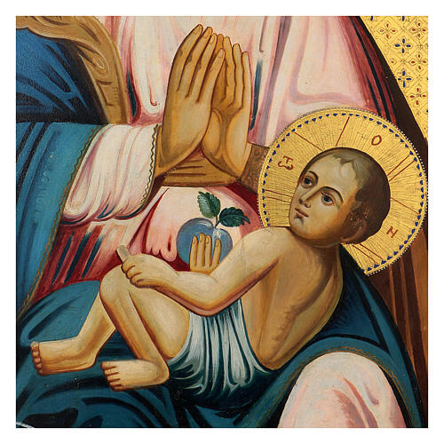 Icono antiguo Ucrania "Virgen de la Manzana" 70x55 cm pintado a mano fondo dorado 2
