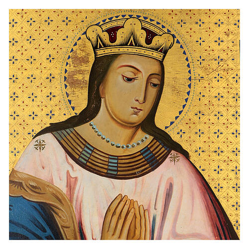 Icona antica Ucraina ''Madonna della mela'' 70x55 dipinta a mano fondo oro 3