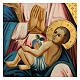 Ícone antigo ucraniano "Nossa Senhora da Maçã" 70x55 cm pintada à mão fundo ouro s2