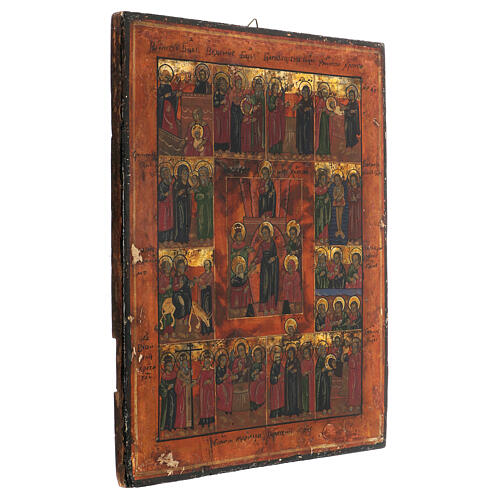 Antique Russian icon of the Twelve Great Feasts, 19th century, 40x30 cm 3